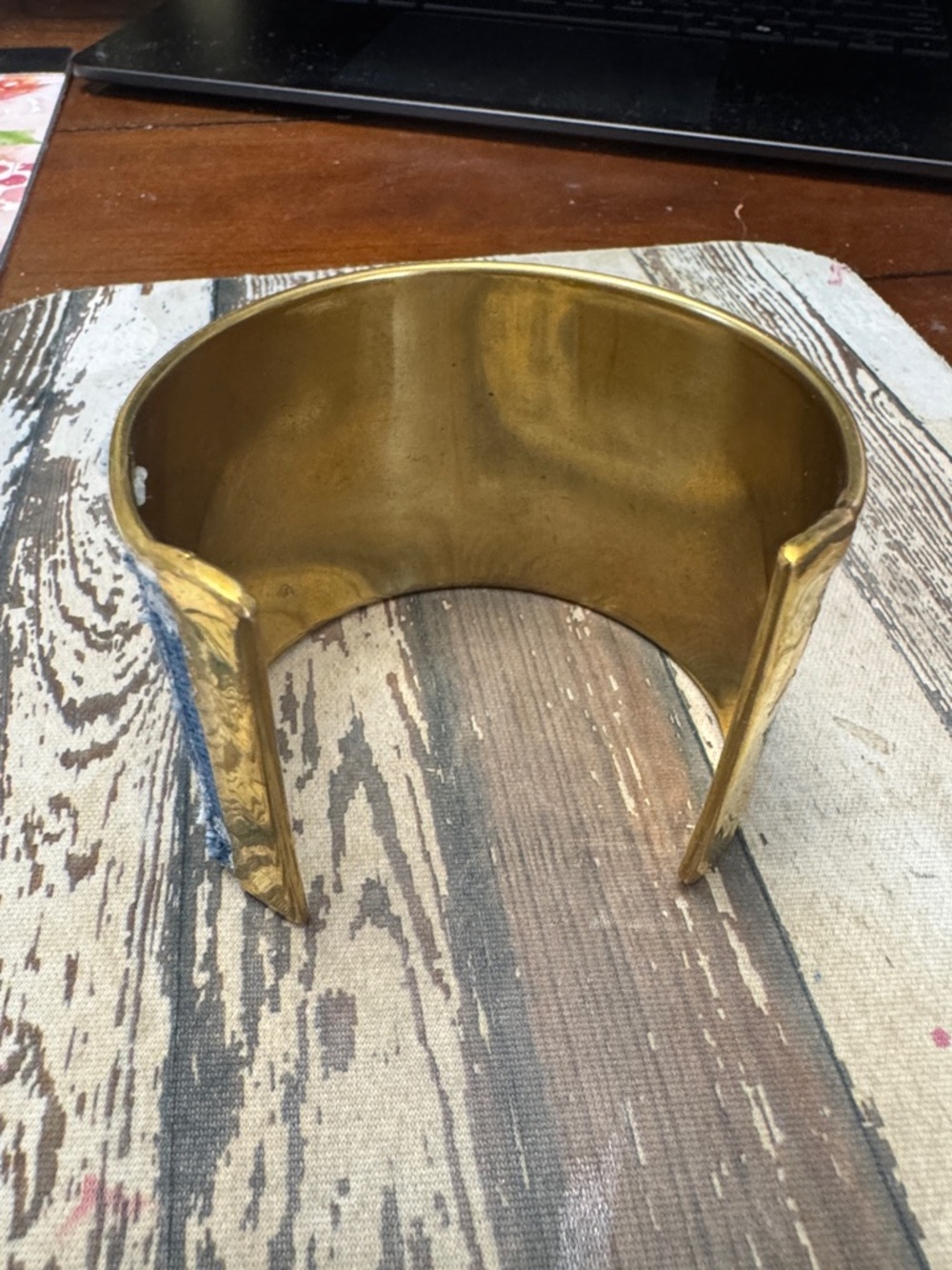 Denim*Luxury DIY* Gold 2 by 2 Cuff handcrafted Only One Left! - Picture 6 of 9